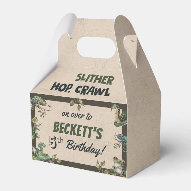Reptile Themed Kid's Birthday Party  Favor Boxes (Front Side)