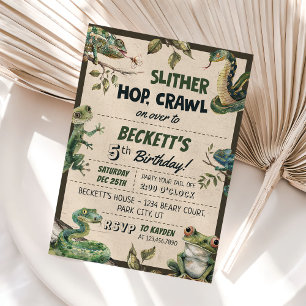 Reptile Themed Kid's Birthday Party Invitation