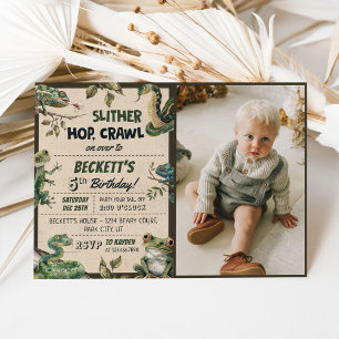 Reptile Themed Kid's Birthday Party Photo Invitation