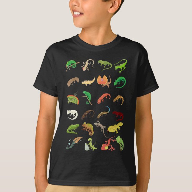 Reptile Types Cute Gecko Lizard T-Shirt (Front)