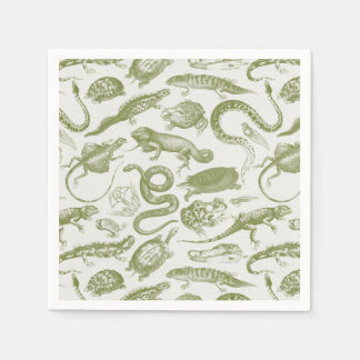 Reptiles and Amphibians Animals Goblincore Pattern Napkins
