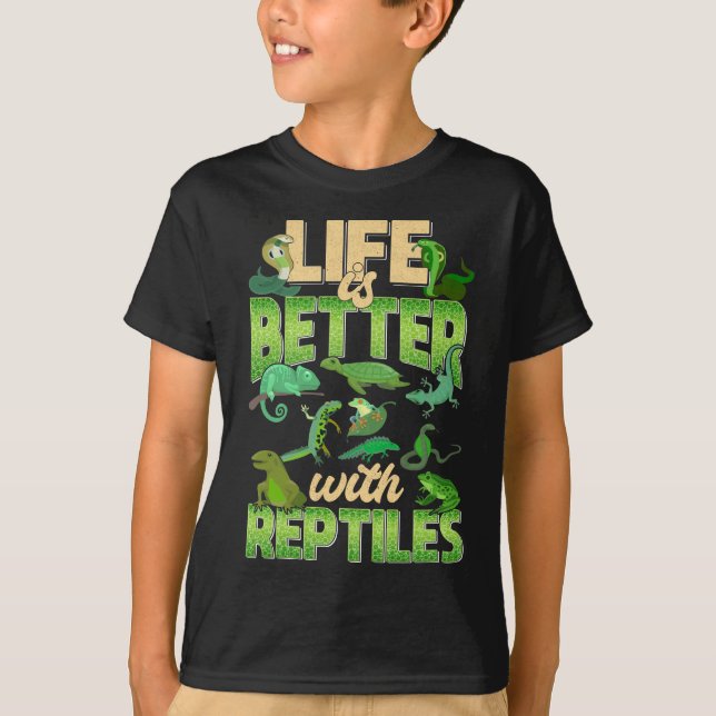 Reptiles Love Lizard Gecko Snake Turtles T-Shirt (Front)