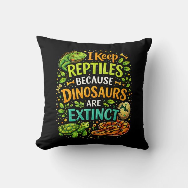 Reptiles Rule Throw Pillow (Front)