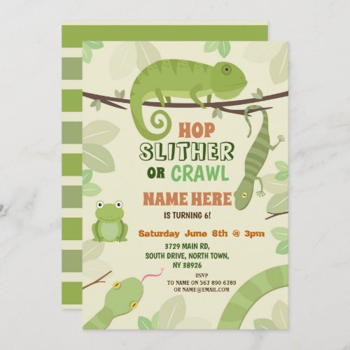 Reptiles Snake Birthday Party Lizard Snakes Iguana Invitation