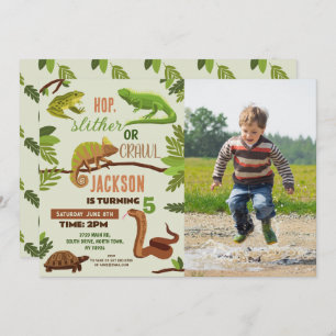 Reptiles Snake Birthday Party Photo Frogs Iguana Invitation