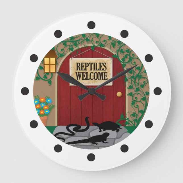 Reptiles Welcome Large Clock (Front)