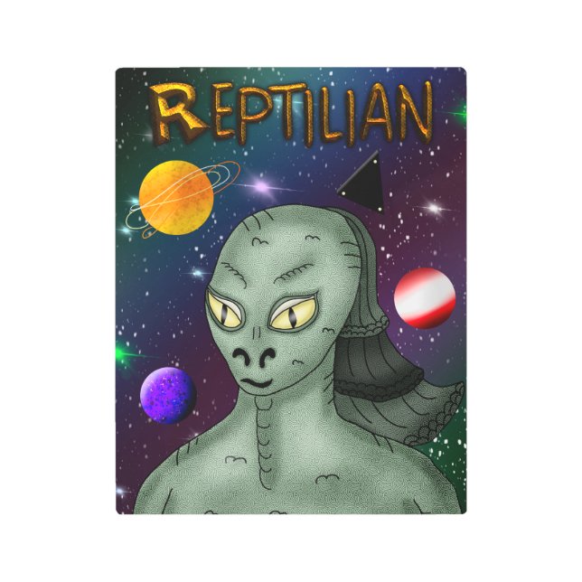 Reptilian Alien with Outer Space  Metal Print (Front)