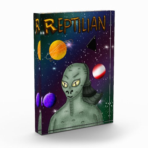 Reptilian Alien with Outer Space  Photo Block
