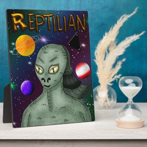 Reptilian Alien with Outer Space  Plaque