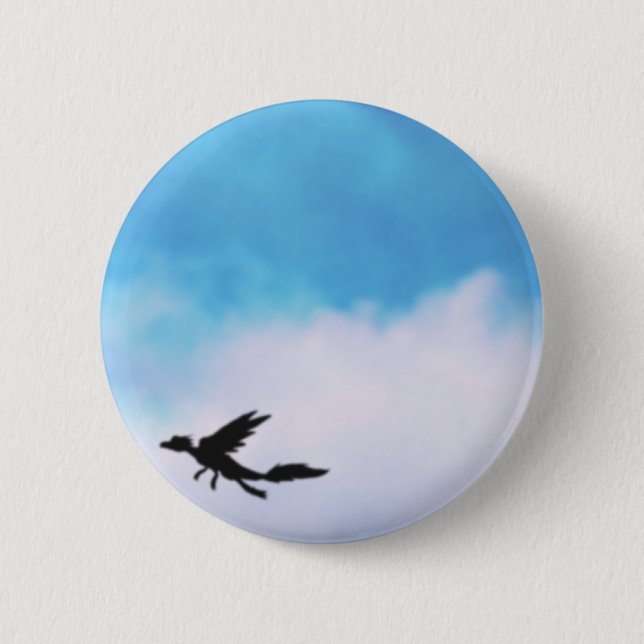 Reptilian Bird Dragon and Clouds Fantasy Art Pinback Button (Front)