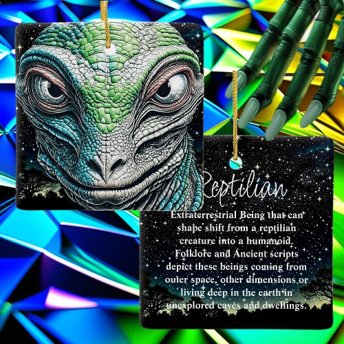 Reptilian Lizard Man Alien Extraterrestrial Being Ceramic Ornament