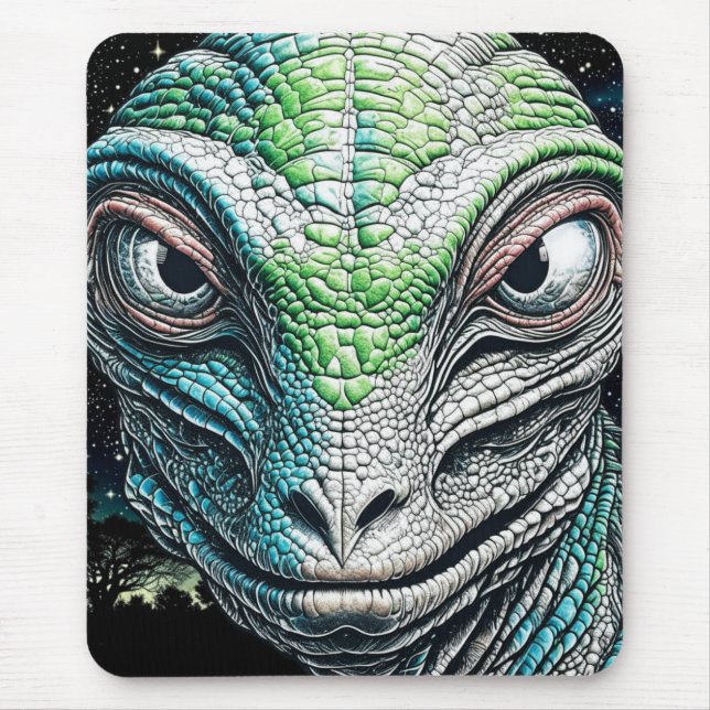 Reptilian Lizard Man Alien Extraterrestrial Being  Mouse Pad (Front)