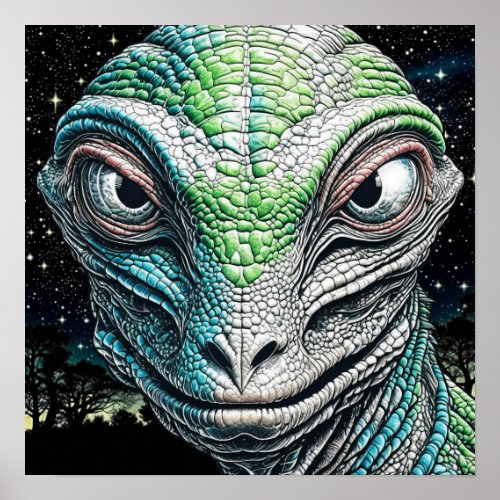 Reptilian Lizard Man Alien Extraterrestrial Being  Poster