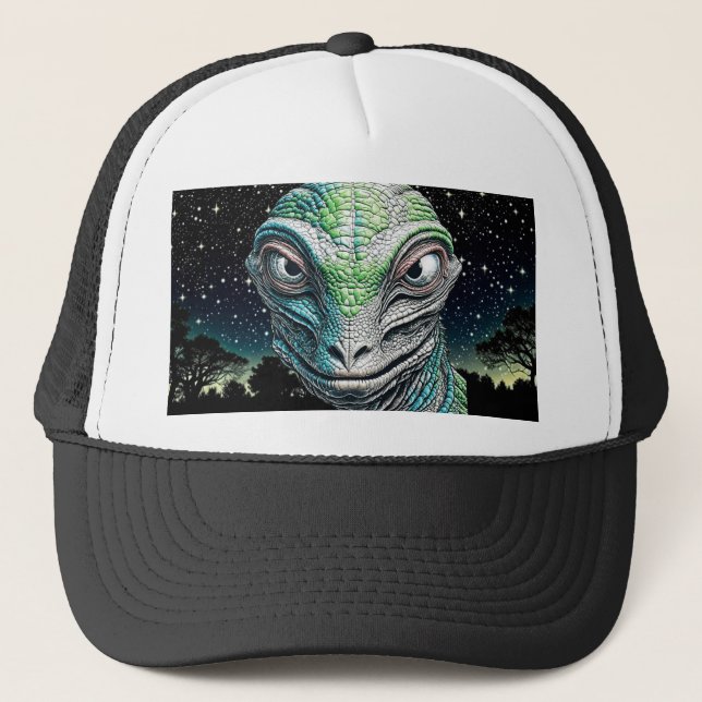 Reptilian Lizard Man Alien Extraterrestrial Being  Trucker Hat (Front)