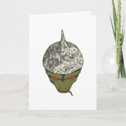 Reptilian Tinfoil Hat Card