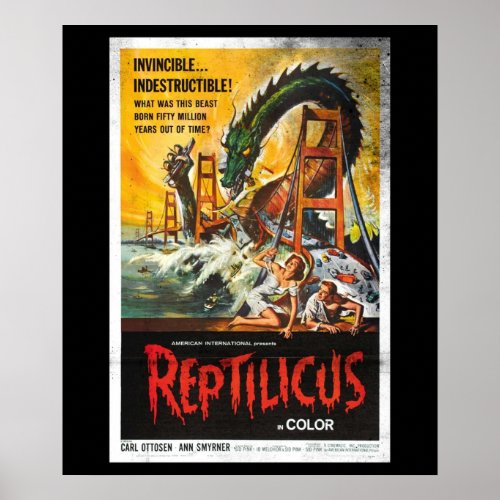 Reptilicus Monster Vintage Movie Poster