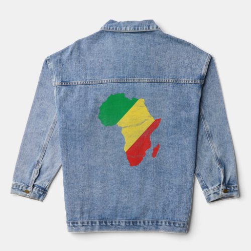 Republic Congo Flag Africa Continent Silhouette Co Denim Jacket