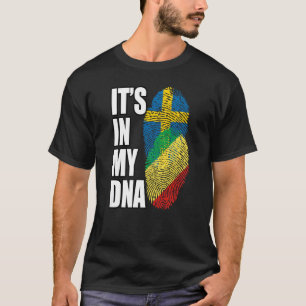 Republic Congolese And Swedish Mix DNA Flag Herita T-Shirt