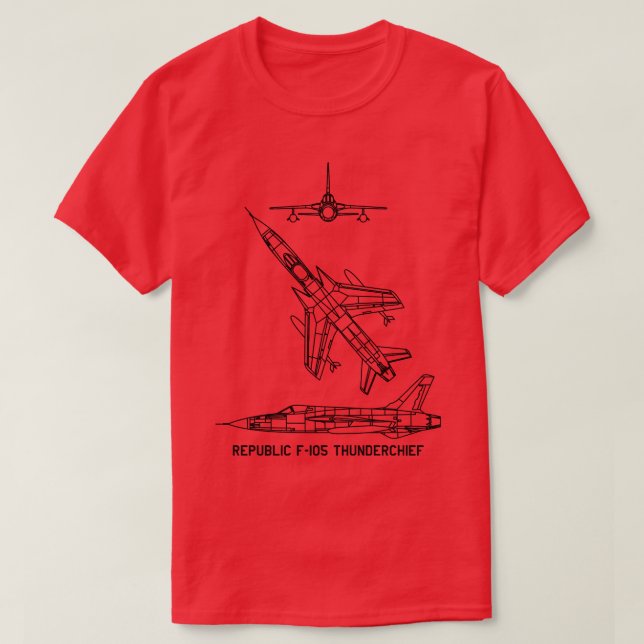 Republic F105 Thunderchief American Plane Blueprin T-Shirt (Design Front)