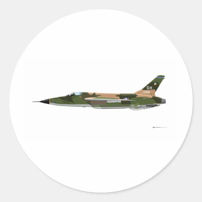 Republic F-105 Thunderchief Classic Round Sticker | Zazzle