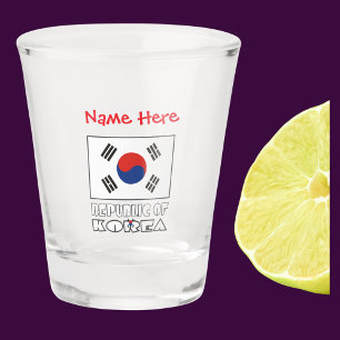 Republic Korea South Korean Flag Red Personalized Shot Glass