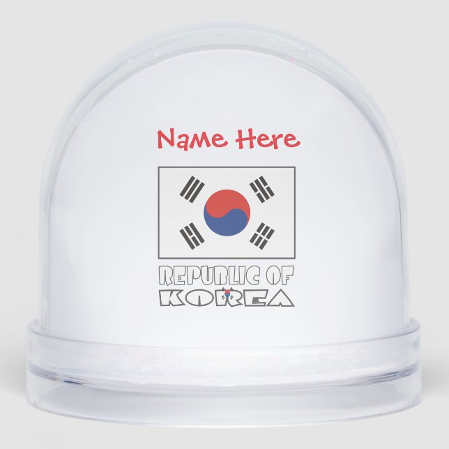 Republic Korea South Korean Flag Red Personalized Snow Globe (Front)