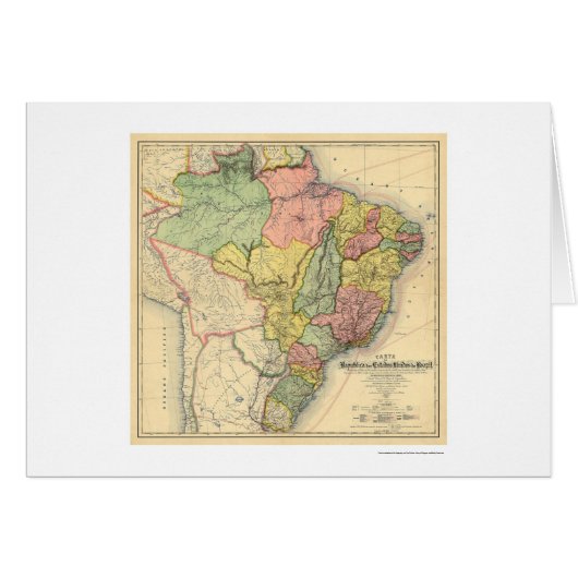 Republic of Brazil Map 1892 Cards (Front Horizontal)