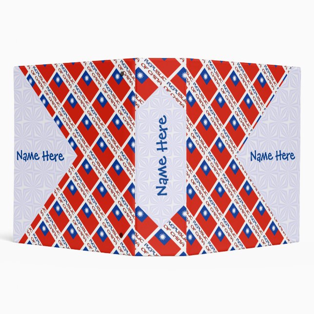 Republic of China Taiwan Flag Tiled Personalized  3 Ring Binder (Background)