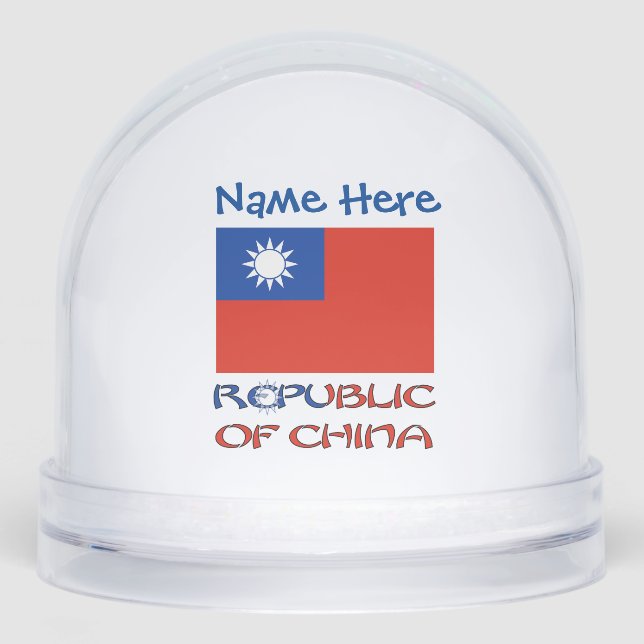 Republic of China Taiwanese Flag Blue Personalized Snow Globe (Front)