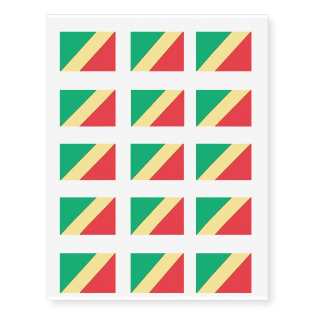 Republic of Congo Flag Temporary Tattoos (Front)