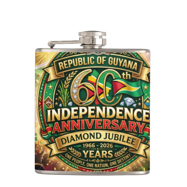 Republic Of Guyana 60th Independence Anniversary  Flask (Front)