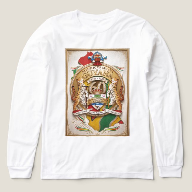 Republic  Of  Guyana 60th Independence Anniversary Tri-Blend Shirt (Design Front)