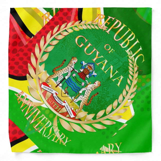 Republic of Guyana, Happy 50th Republic Annive T- Bandana (Front)