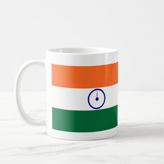 Republic of India Flag and Anthem Porcelain Mug (Left)