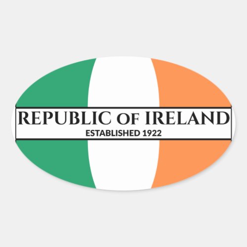 Republic of Ireland Established 1922 Irish Flag Oval Sticker
