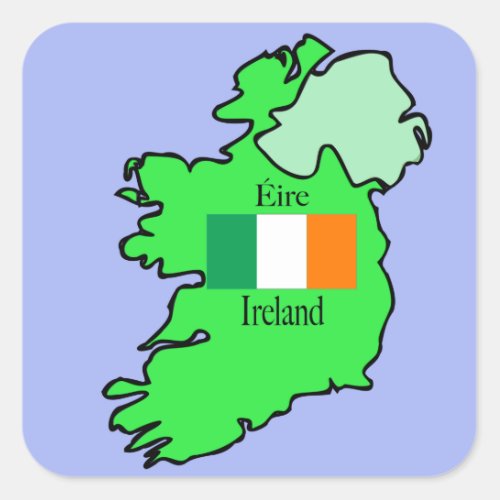 Republic of Ireland Flag and Map Square Sticker