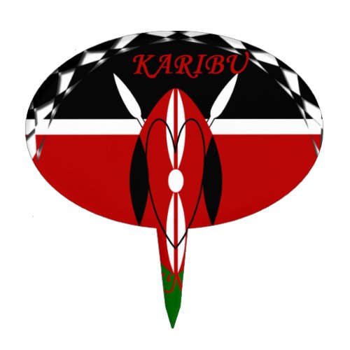 Republic of Kenya National Flag Black red green Ar Cake Topper