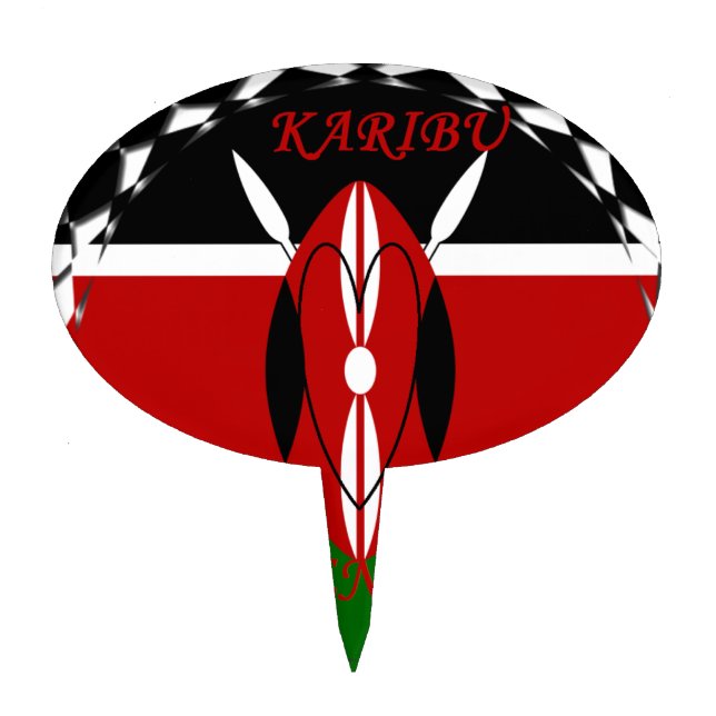 Republic of Kenya National Flag Black red green Ar Cake Topper (Front)