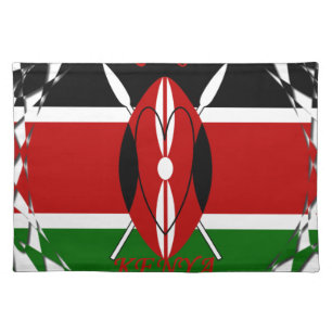 Republic of Kenya National Flag Black red green Ar Cloth Placemat