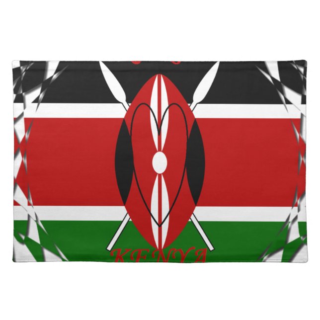 Republic of Kenya National Flag Black red green Ar Cloth Placemat (Front)