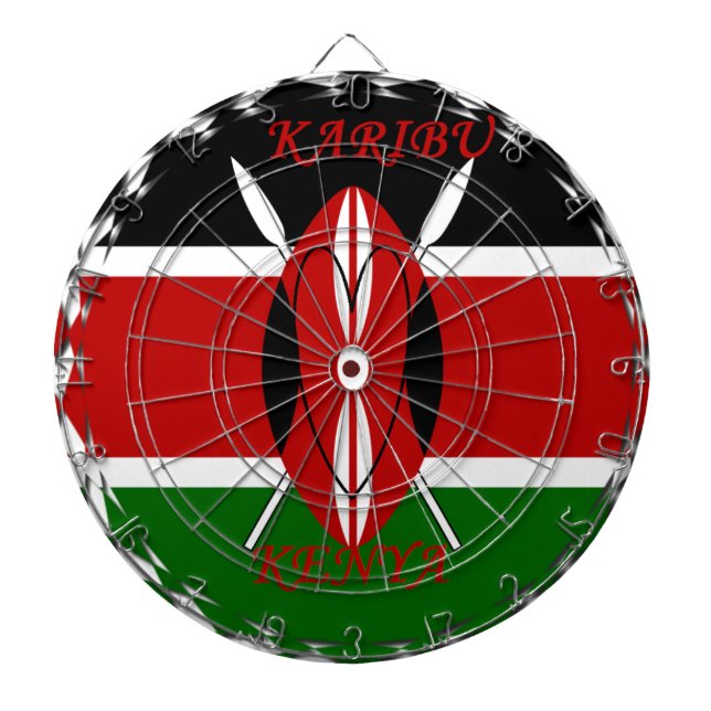 Republic of Kenya National Flag Black red green Ar Dart Board (Front)