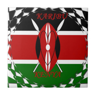 Republic of Kenya National Flag Black red green Ar Tile