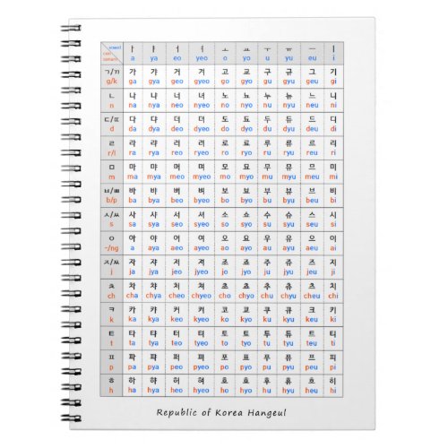 republic of korea alphabet notebook