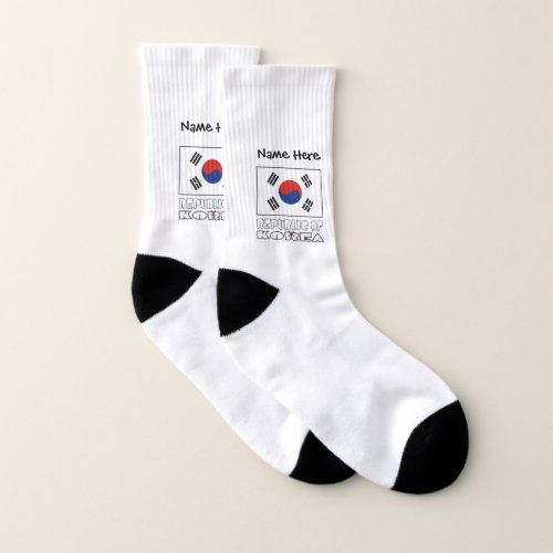Republic of Korea and S Korean Flag Name Mens Socks