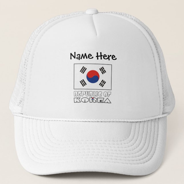 Republic of Korea and South Korean Flag Personal Trucker Hat (Front)