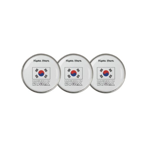 Republic of Korea and South Korean Flag Your Name Golf Ball Marker