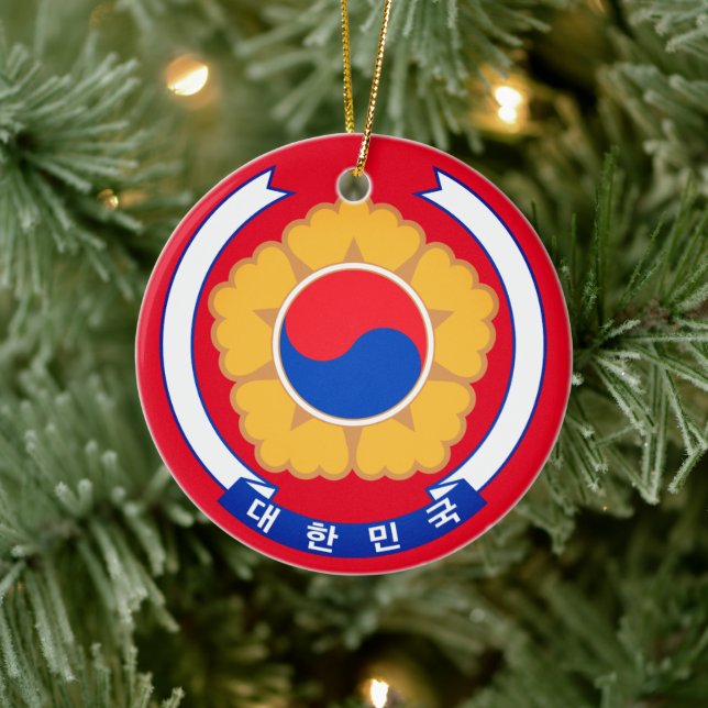 Republic of Korea Emblem Ceramic Ornament (Tree)