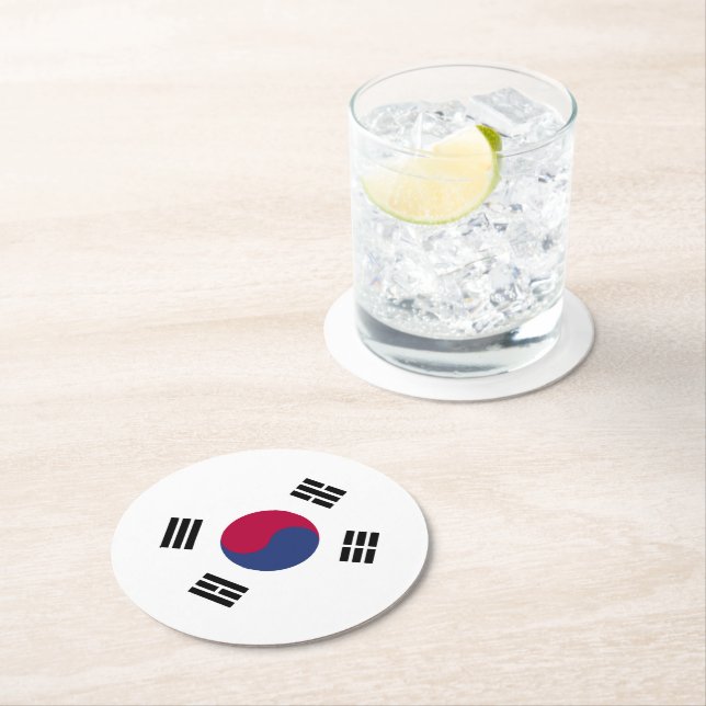 Republic of Korea Round Paper Coaster (Insitu)