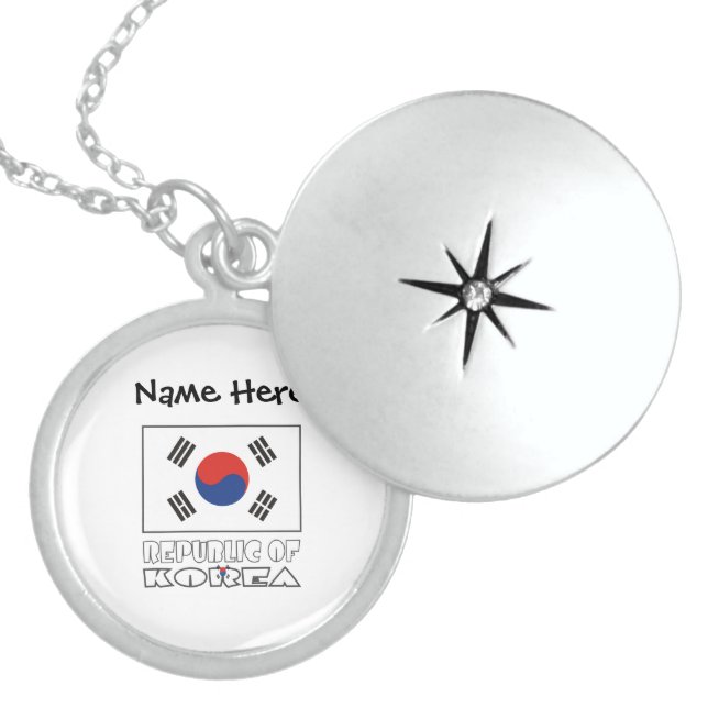 Republic of Korea  South Korean Flag Personalized Locket Necklace (Front)