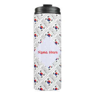 Republic of Korea Tiled Flag Personalized Thermal Tumbler